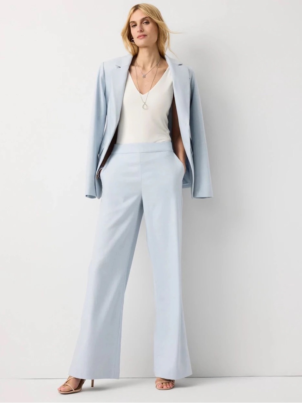 White House Black Market Light Blue Wide-Leg Trousers
